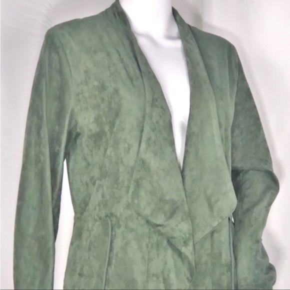 Blank NYC Sage Vegan Suedes Waterfall Lapel Drawstring Front Closure Jacket SzS - Picture 13 of 16